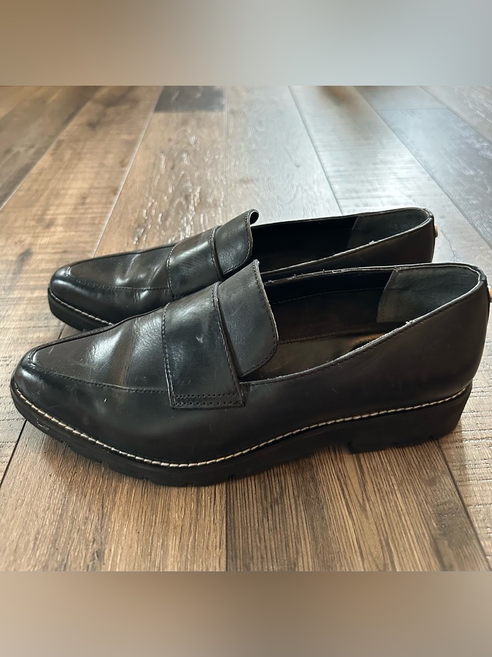 Franco Sarto Loafers Women 8.5 Black Leather Slip On Classic